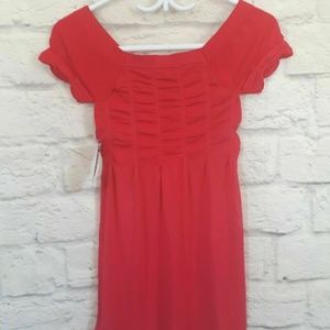 New Majoras Red Ruffle Cap Sleeve Top Blouse